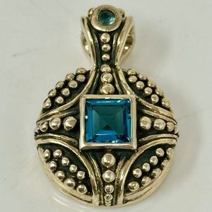 big vintage blue topaz hinged enhancer for pearls beads or chains estate pendant